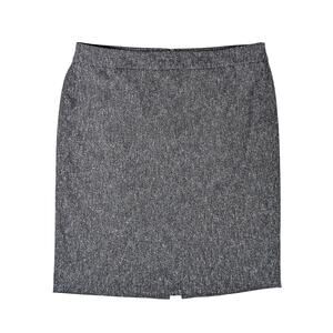 Ann Taylor Tweed Pencil Skirt 16 Black Gray Neutral Minimalist Wardrobe Staple